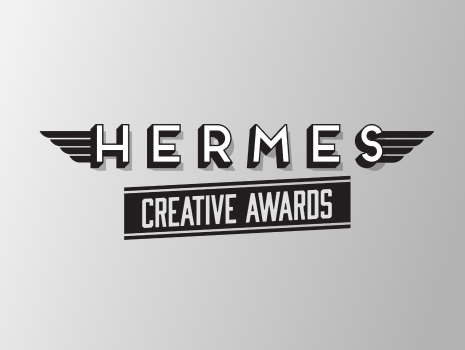 Hermes Creative Awards logo on grey gradient background