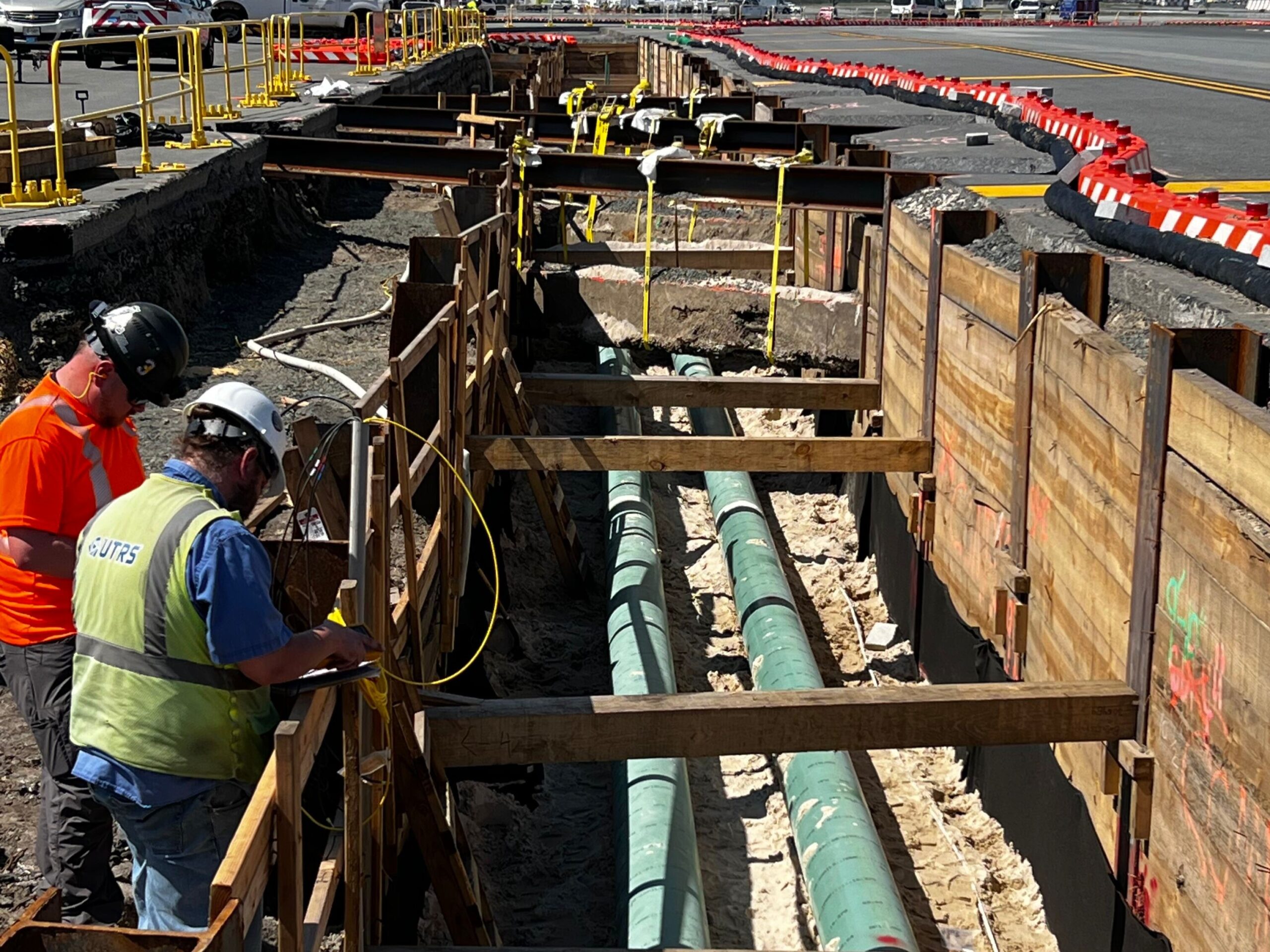 UTRS Corrosion Control engineer onsite at airport preparing underground fuels lines.